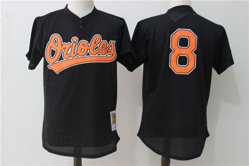 Men Baltimore Orioles #8 Cal Ripken Black Mesh Throwback MLB Jerseys